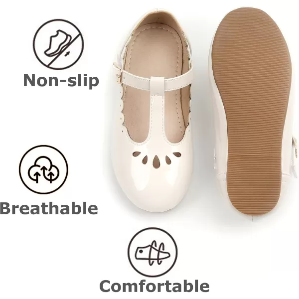 THEE BRON Girls TStrap Flats ToddlerLittle Kid Ballet Mary Jane Party Dress ShoesAx312beige