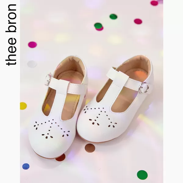 THEE BRON Girls TStrap Flats ToddlerLittle Kid Ballet Mary Jane Party Dress ShoesAx314white