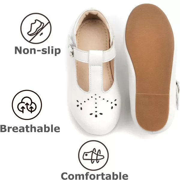 THEE BRON Girls TStrap Flats ToddlerLittle Kid Ballet Mary Jane Party Dress ShoesAx314white