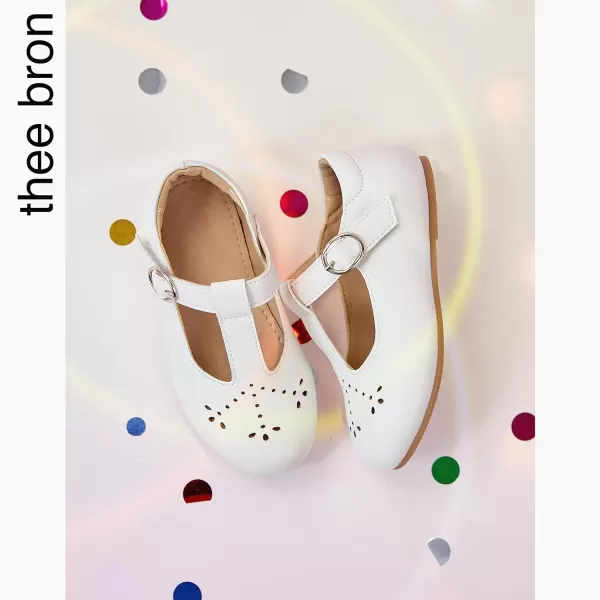 THEE BRON Girls TStrap Flats ToddlerLittle Kid Ballet Mary Jane Party Dress ShoesAx314white