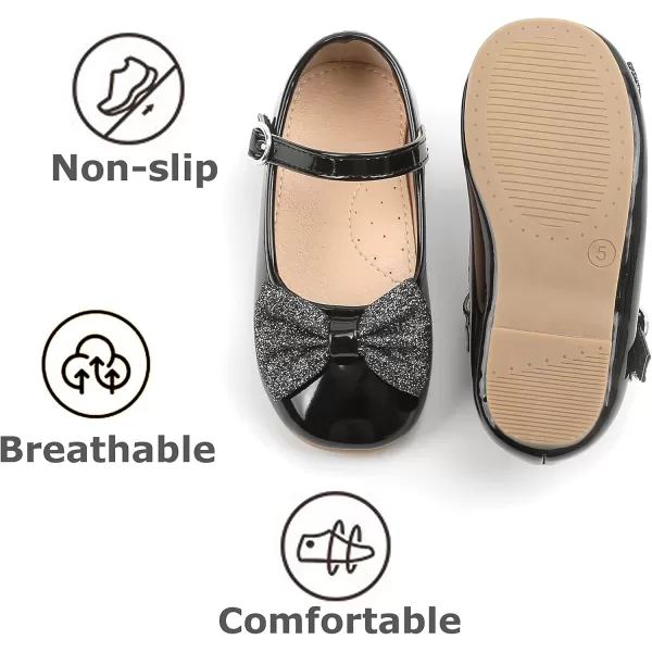 THEE BRON Girls ToddlerLittle Kid Ballet Mary Jane Flat Dress ShoesAf328black