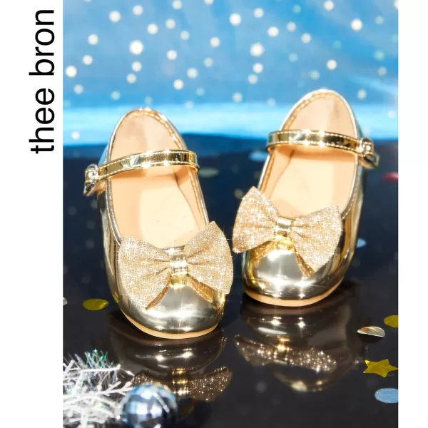 THEE BRON Girls ToddlerLittle Kid Ballet Mary Jane Flat Dress ShoesAf328gold