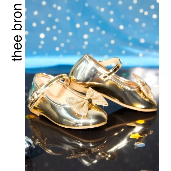 THEE BRON Girls ToddlerLittle Kid Ballet Mary Jane Flat Dress ShoesAf328gold