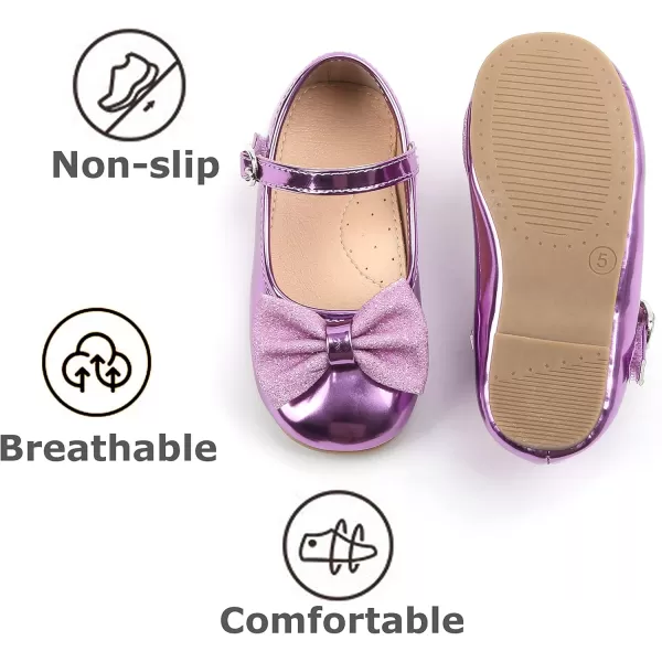 THEE BRON Girls ToddlerLittle Kid Ballet Mary Jane Flat Dress ShoesAf328purple