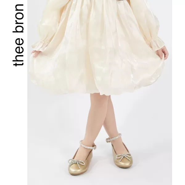 THEE BRON Girls ToddlerLittle Kid Ballet Mary Jane Flat Dress ShoesAf336gold
