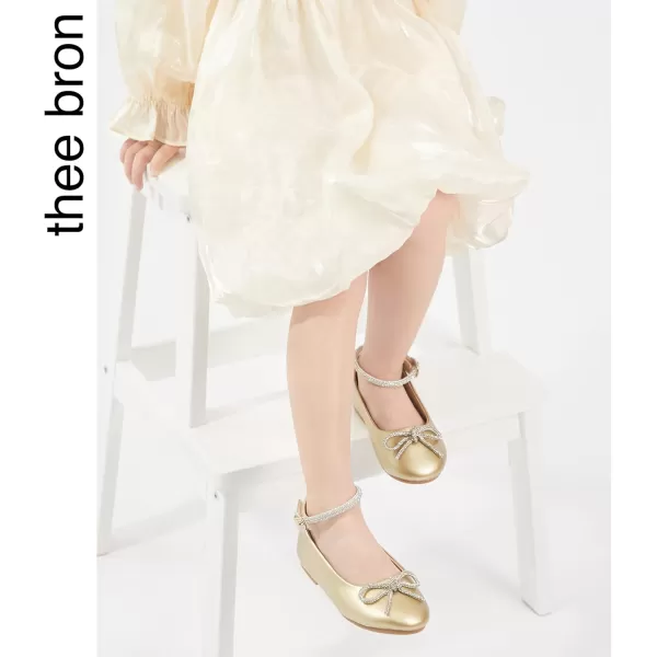 THEE BRON Girls ToddlerLittle Kid Ballet Mary Jane Flat Dress ShoesAf336gold