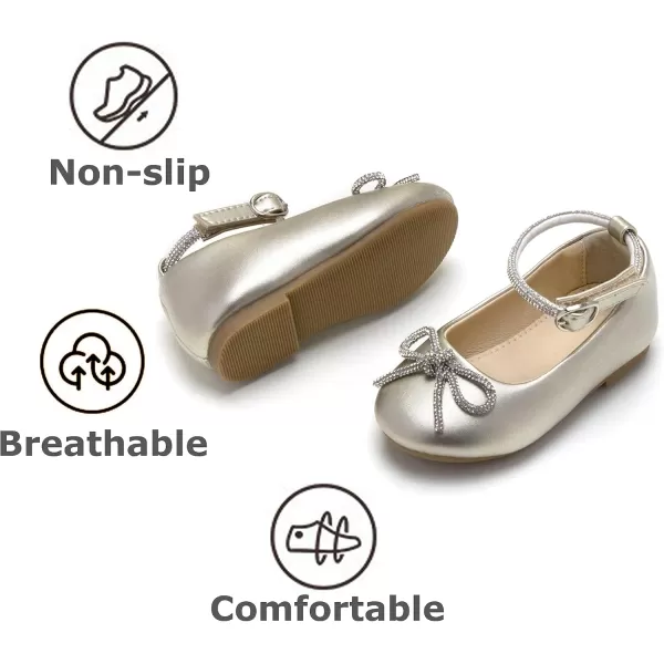THEE BRON Girls ToddlerLittle Kid Ballet Mary Jane Flat Dress ShoesAf336gold