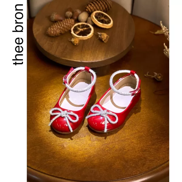 THEE BRON Girls ToddlerLittle Kid Ballet Mary Jane Flat Dress ShoesAf336red