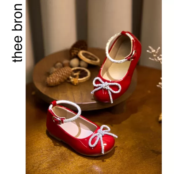 THEE BRON Girls ToddlerLittle Kid Ballet Mary Jane Flat Dress ShoesAf336red