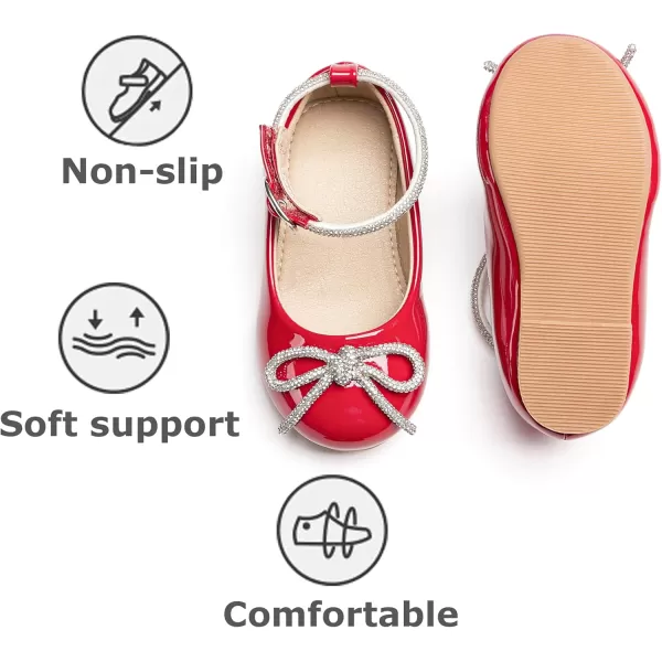 THEE BRON Girls ToddlerLittle Kid Ballet Mary Jane Flat Dress ShoesAf336red