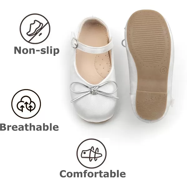 THEE BRON Girls ToddlerLittle Kid Ballet Mary Jane Flat Dress ShoesAf358white
