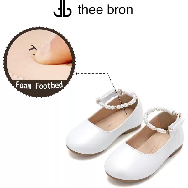 THEE BRON Girls ToddlerLittle Kid Ballet Mary Jane Flat Dress ShoesAf404white