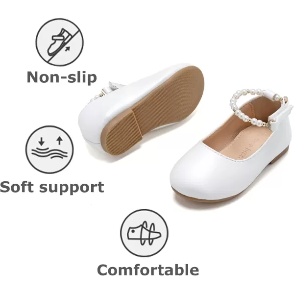 THEE BRON Girls ToddlerLittle Kid Ballet Mary Jane Flat Dress ShoesAf404white