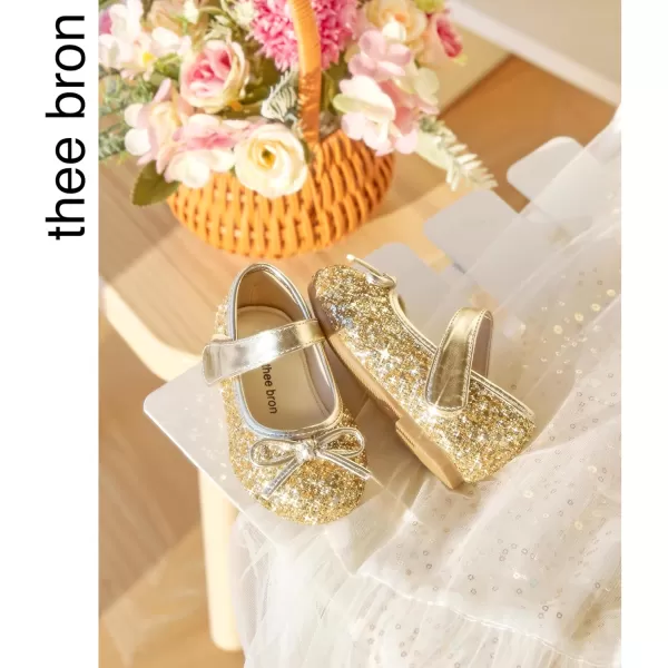 THEE BRON Girls ToddlerLittle Kid Ballet Mary Jane Flat Dress ShoesAf410gold