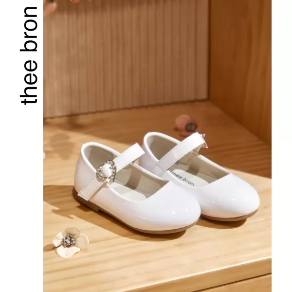 THEE BRON Girls ToddlerLittle Kid Ballet Mary Jane Flat Dress ShoesAf416white