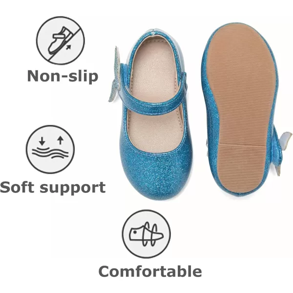 THEE BRON Girls ToddlerLittle Kid Ballet Mary Jane Flat Dress ShoesAf422elsa Blue