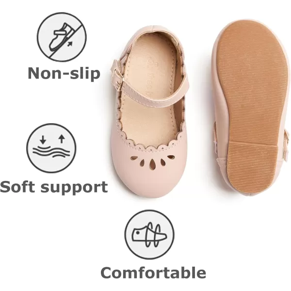 THEE BRON Girls ToddlerLittle Kid Ballet Mary Jane Flat Dress ShoesAf440apricot Pink