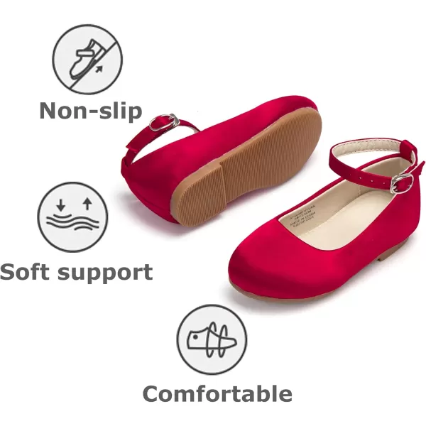 THEE BRON Girls ToddlerLittle Kid Ballet Mary Jane Flat Dress ShoesAf464red