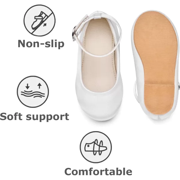 THEE BRON Girls ToddlerLittle Kid Ballet Mary Jane Flat Dress ShoesAf464white