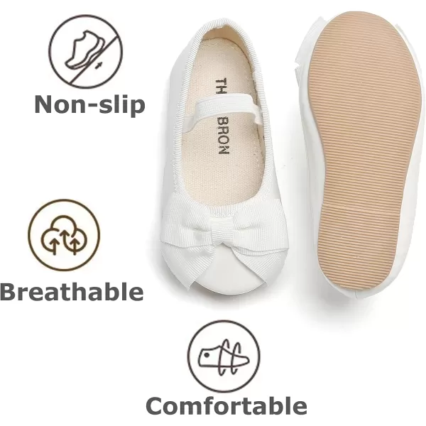THEE BRON Girls ToddlerLittle Kid Ballet Mary Jane Flat Dress ShoesG02 White