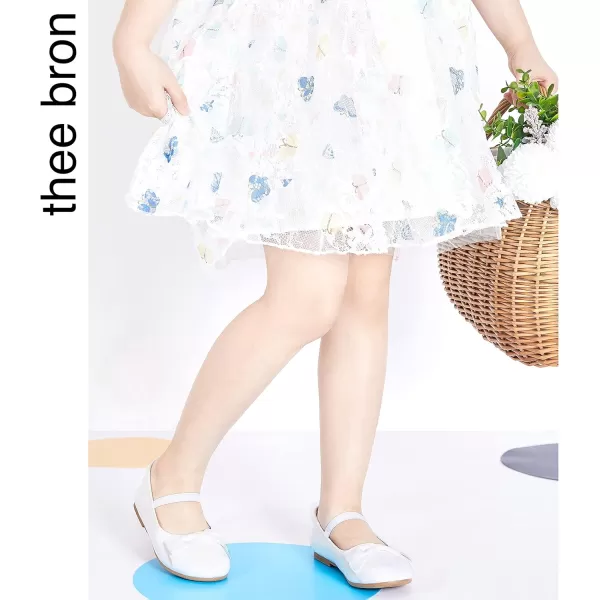 THEE BRON Girls ToddlerLittle Kid Ballet Mary Jane Flat Dress ShoesG02 White