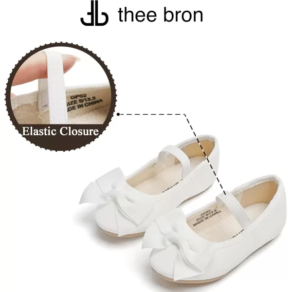 THEE BRON Girls ToddlerLittle Kid Ballet Mary Jane Flat Dress ShoesG02 White