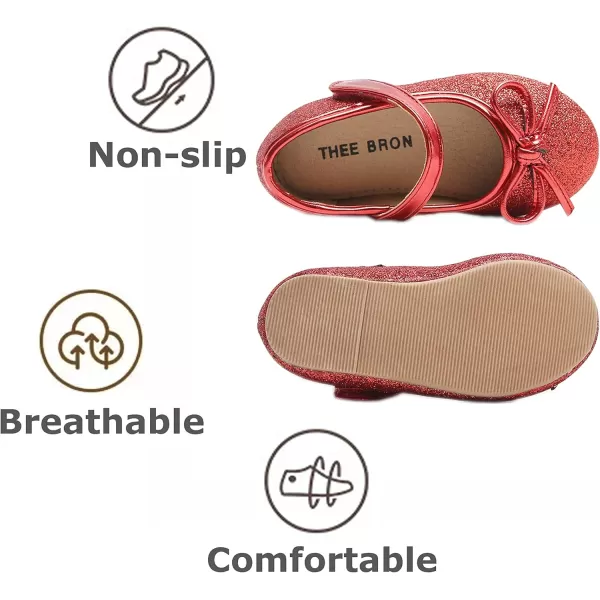 THEE BRON Girls ToddlerLittle Kid Ballet Mary Jane Flat Dress ShoesG03 Red