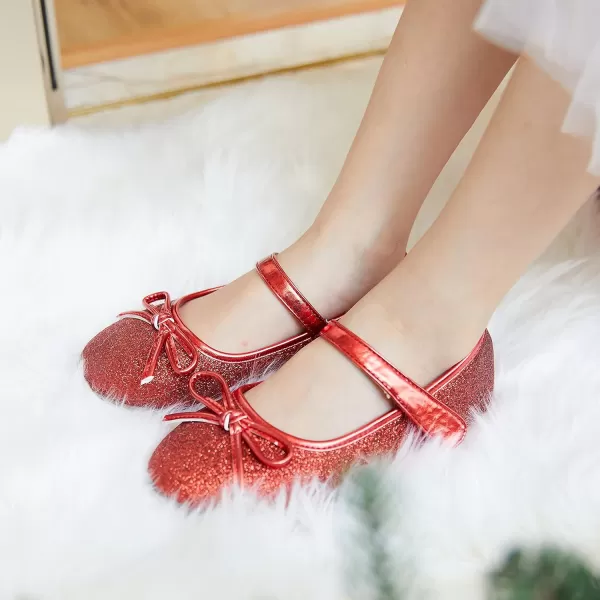 THEE BRON Girls ToddlerLittle Kid Ballet Mary Jane Flat Dress ShoesG03 Red