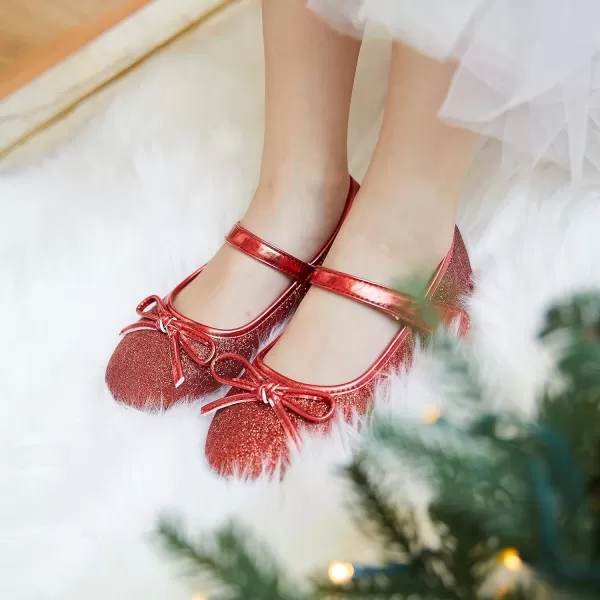 THEE BRON Girls ToddlerLittle Kid Ballet Mary Jane Flat Dress ShoesG03 Red