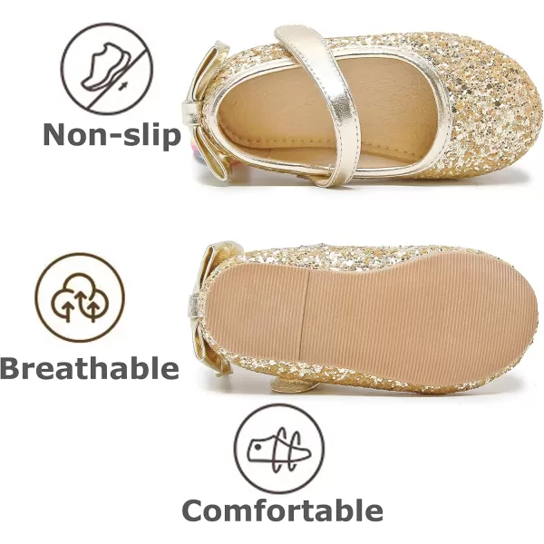 THEE BRON Girls ToddlerLittle Kid Ballet Mary Jane Flat Dress ShoesGe10gold