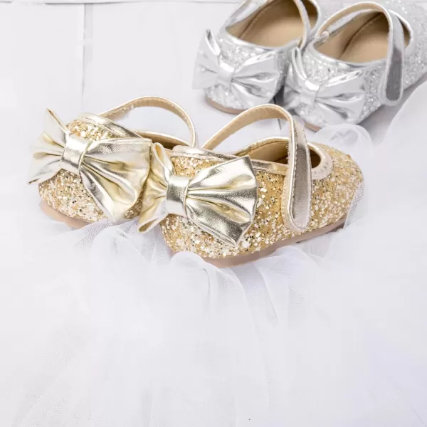 THEE BRON Girls ToddlerLittle Kid Ballet Mary Jane Flat Dress ShoesGe10gold
