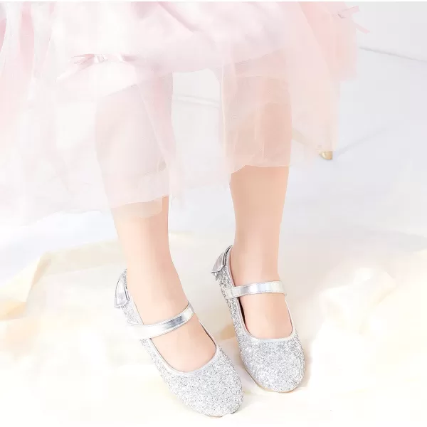THEE BRON Girls ToddlerLittle Kid Ballet Mary Jane Flat Dress ShoesGe10silver