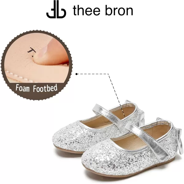 THEE BRON Girls ToddlerLittle Kid Ballet Mary Jane Flat Dress ShoesGe10silver