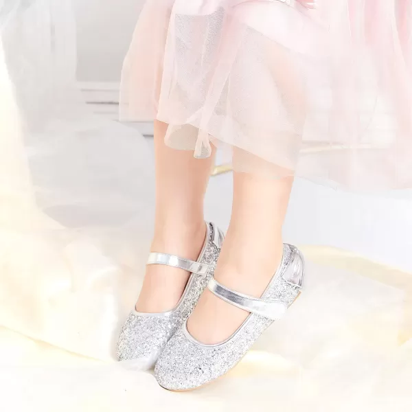 THEE BRON Girls ToddlerLittle Kid Ballet Mary Jane Flat Dress ShoesGe10silver