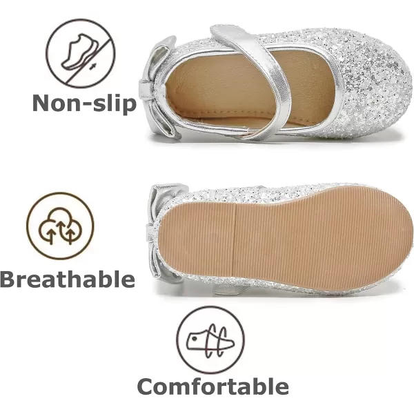 THEE BRON Girls ToddlerLittle Kid Ballet Mary Jane Flat Dress ShoesGe10silver