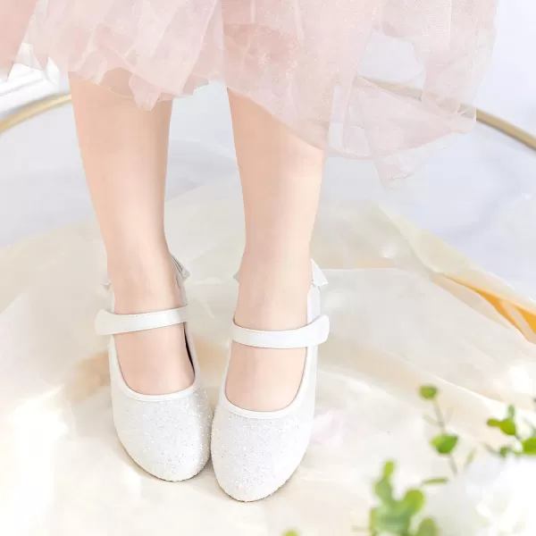 THEE BRON Girls ToddlerLittle Kid Ballet Mary Jane Flat Dress ShoesGe10white