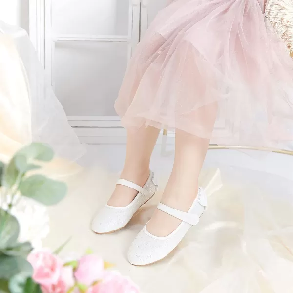THEE BRON Girls ToddlerLittle Kid Ballet Mary Jane Flat Dress ShoesGe10white