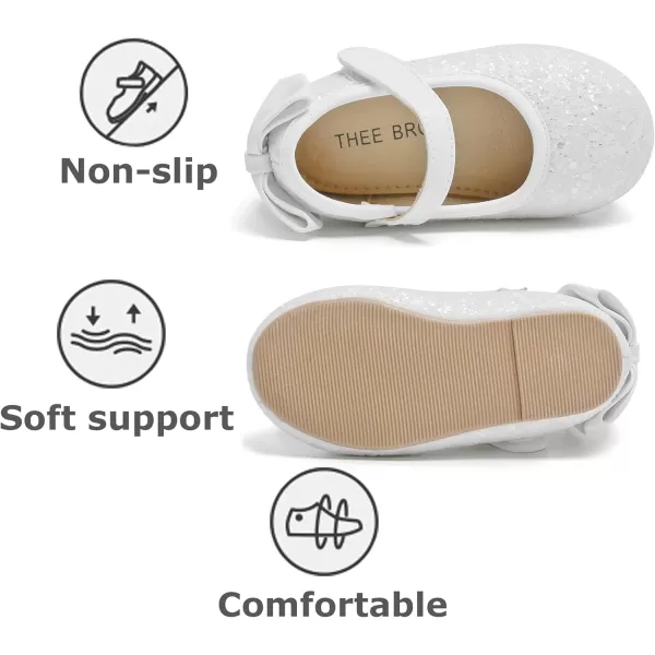 THEE BRON Girls ToddlerLittle Kid Ballet Mary Jane Flat Dress ShoesGe10white