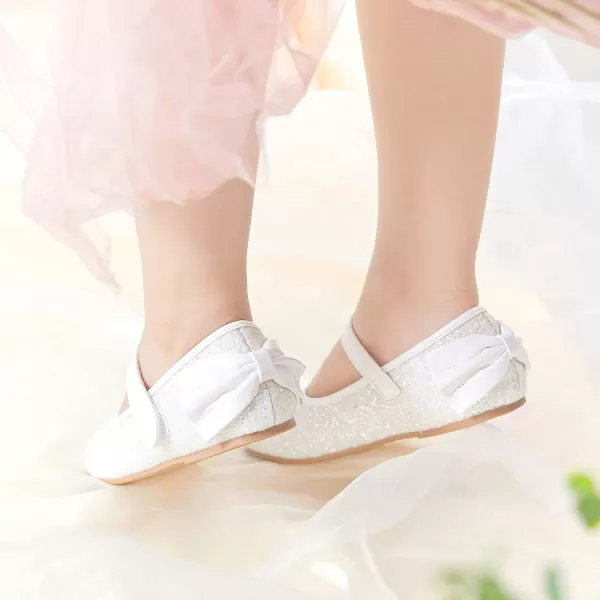 THEE BRON Girls ToddlerLittle Kid Ballet Mary Jane Flat Dress ShoesGe10white