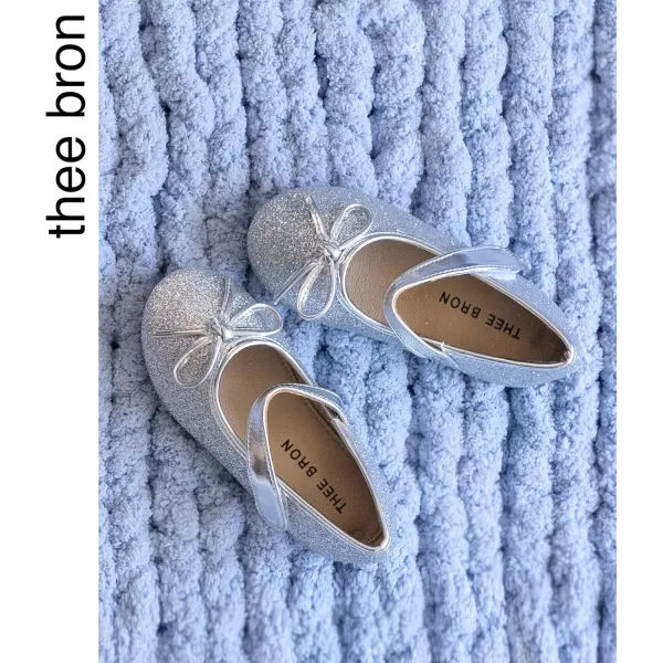 THEE BRON Girls ToddlerLittle Kid Ballet Mary Jane Flat Dress ShoesLg03 Silver