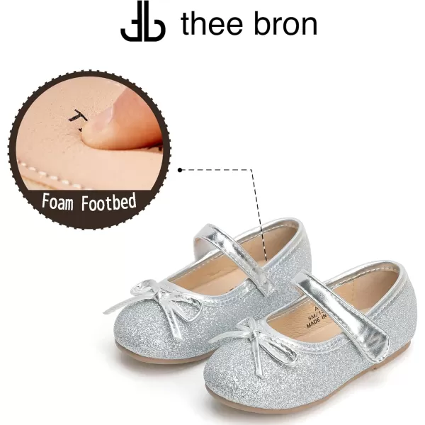 THEE BRON Girls ToddlerLittle Kid Ballet Mary Jane Flat Dress ShoesLg03 Silver