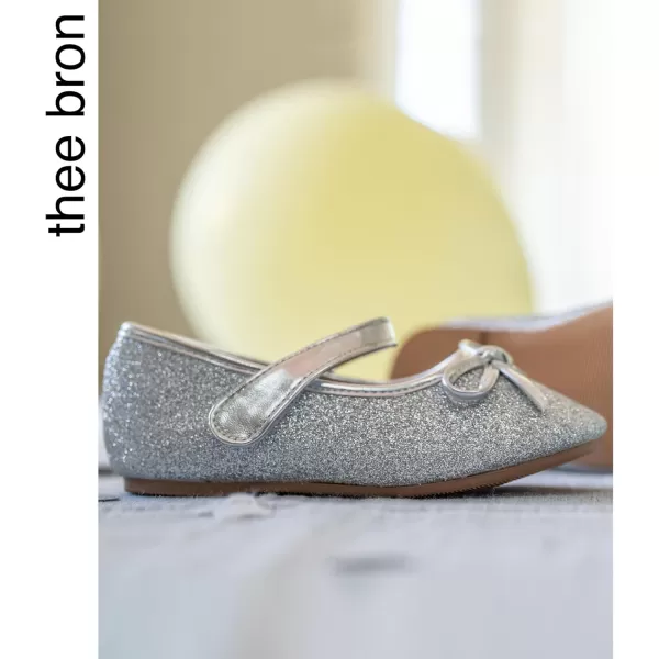 THEE BRON Girls ToddlerLittle Kid Ballet Mary Jane Flat Dress ShoesLg03 Silver