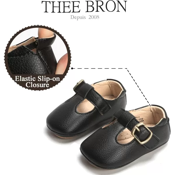 THEE BRON Infant Toddler Baby Soft Sole Leather Shoes for Girls Boys Walking Sneakers8511black