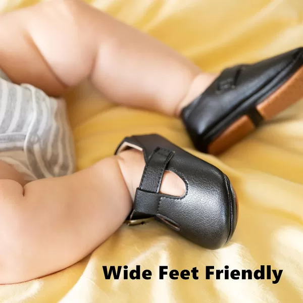 THEE BRON Infant Toddler Baby Soft Sole Leather Shoes for Girls Boys Walking Sneakers8511black