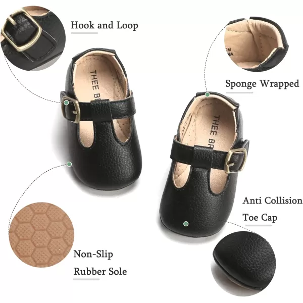 THEE BRON Infant Toddler Baby Soft Sole Leather Shoes for Girls Boys Walking Sneakers8511black