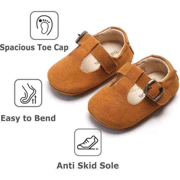 THEE BRON Infant Toddler Baby Soft Sole Leather Shoes for Girls Boys Walking Sneakers8511brown