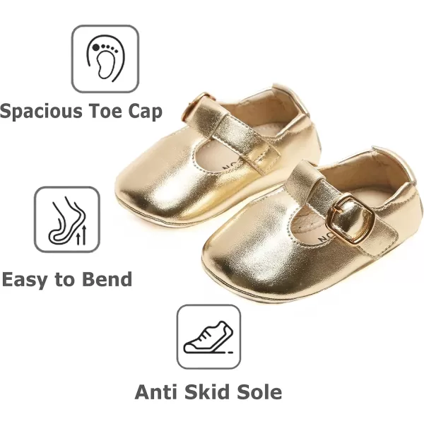 THEE BRON Infant Toddler Baby Soft Sole Leather Shoes for Girls Boys Walking Sneakers8511gold