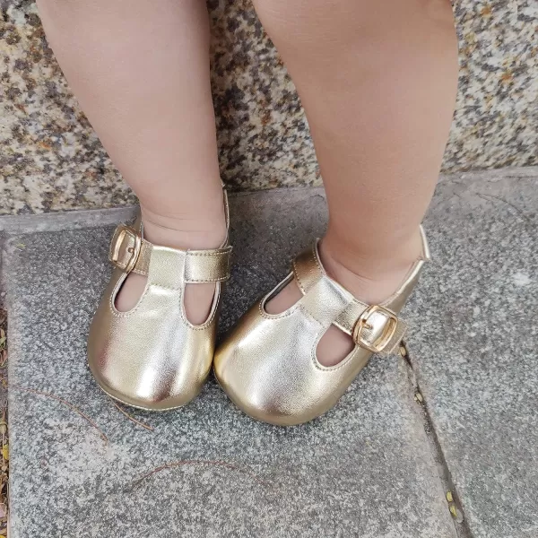 THEE BRON Infant Toddler Baby Soft Sole Leather Shoes for Girls Boys Walking Sneakers8511gold