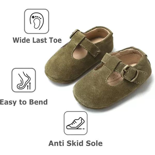 THEE BRON Infant Toddler Baby Soft Sole Leather Shoes for Girls Boys Walking Sneakers8511green