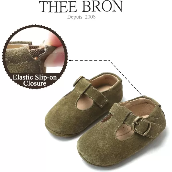 THEE BRON Infant Toddler Baby Soft Sole Leather Shoes for Girls Boys Walking Sneakers8511green